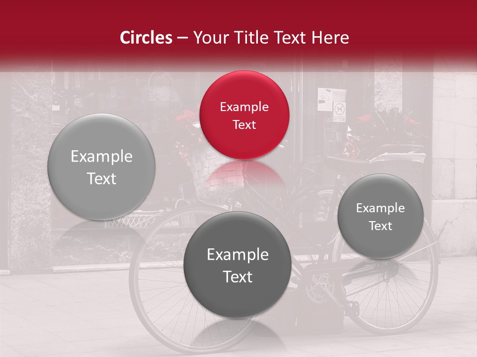 A Black And White Photo Of A Bicycle With Baskets Of Flowers PowerPoint Template