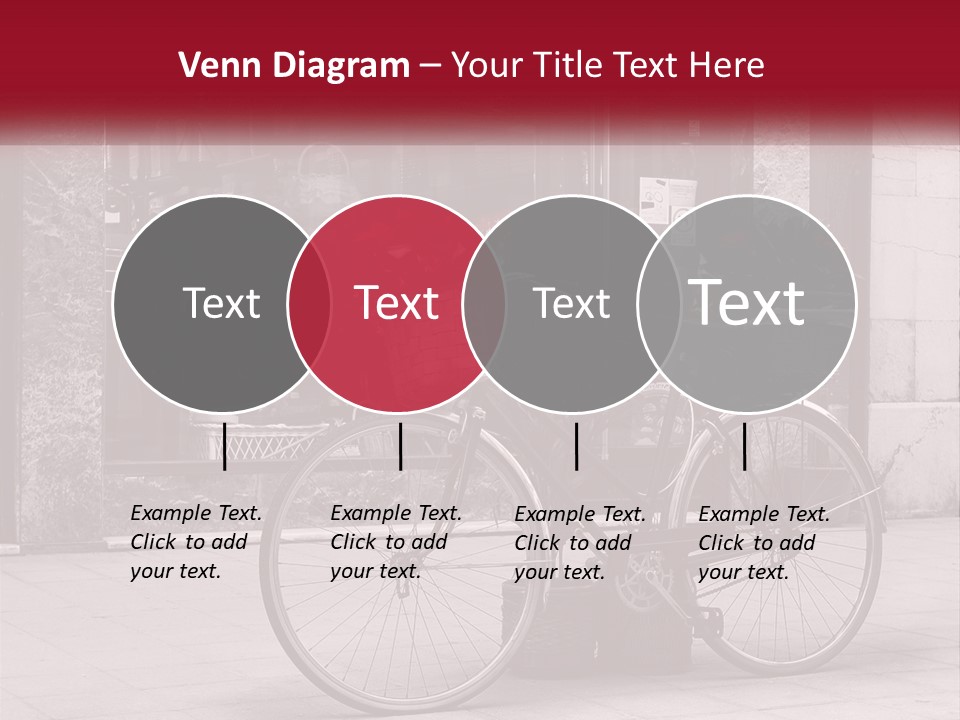 A Black And White Photo Of A Bicycle With Baskets Of Flowers PowerPoint Template