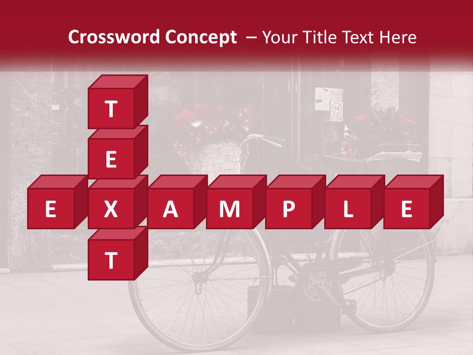 A Black And White Photo Of A Bicycle With Baskets Of Flowers PowerPoint Template