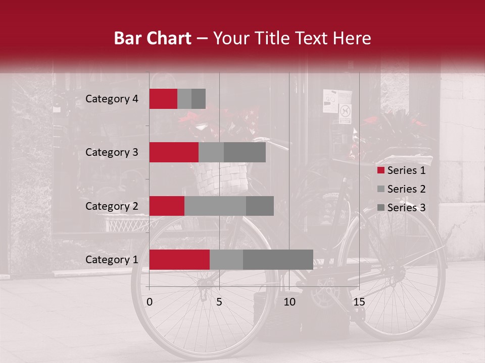 A Black And White Photo Of A Bicycle With Baskets Of Flowers PowerPoint Template