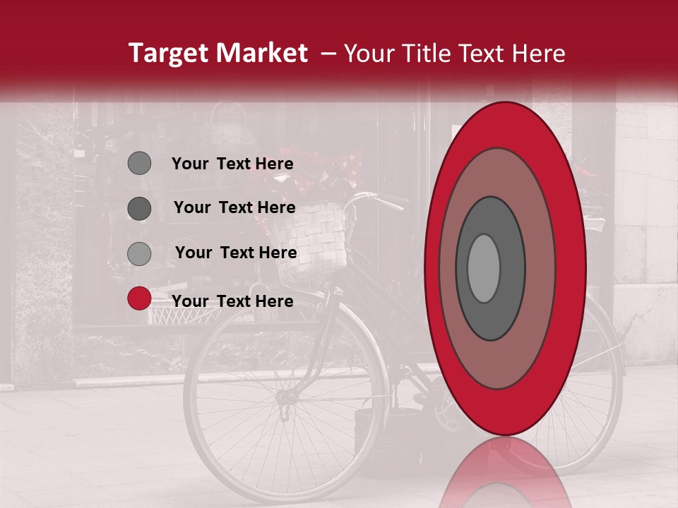 A Black And White Photo Of A Bicycle With Baskets Of Flowers PowerPoint Template