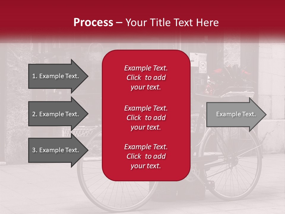 A Black And White Photo Of A Bicycle With Baskets Of Flowers PowerPoint Template