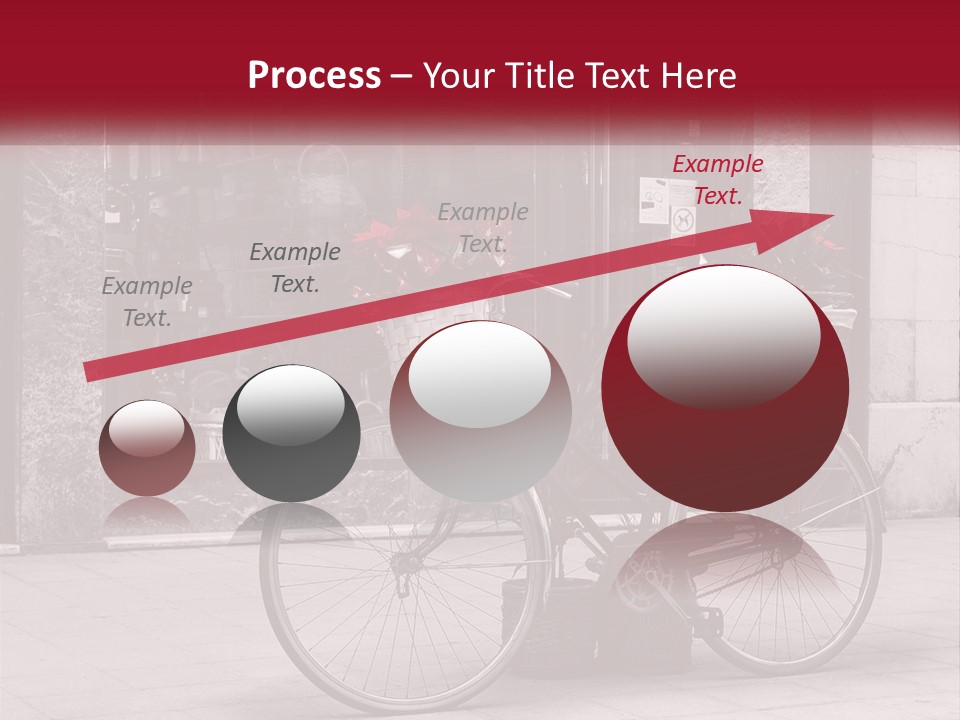 A Black And White Photo Of A Bicycle With Baskets Of Flowers PowerPoint Template