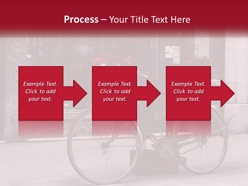 A Black And White Photo Of A Bicycle With Baskets Of Flowers PowerPoint Template