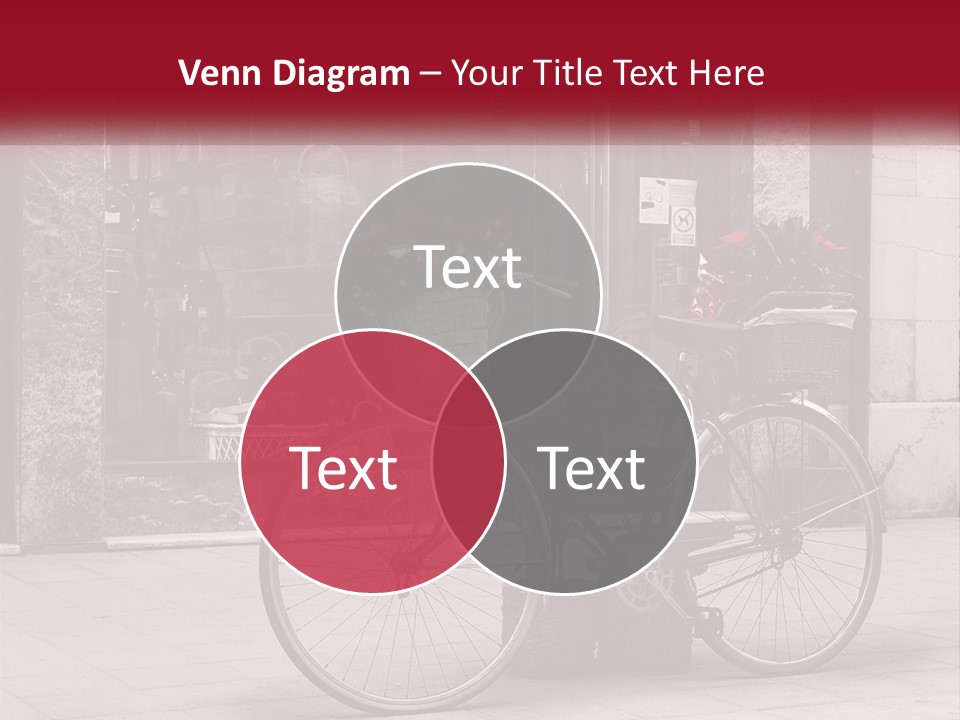 A Black And White Photo Of A Bicycle With Baskets Of Flowers PowerPoint Template