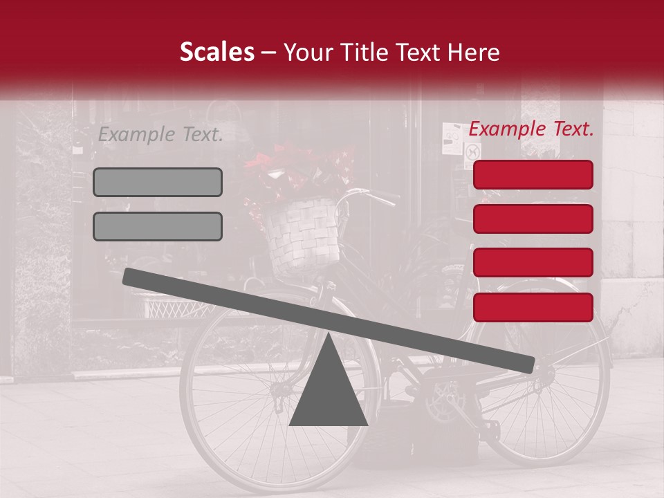 A Black And White Photo Of A Bicycle With Baskets Of Flowers PowerPoint Template