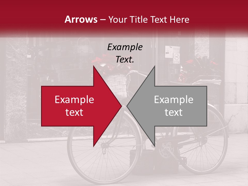 A Black And White Photo Of A Bicycle With Baskets Of Flowers PowerPoint Template