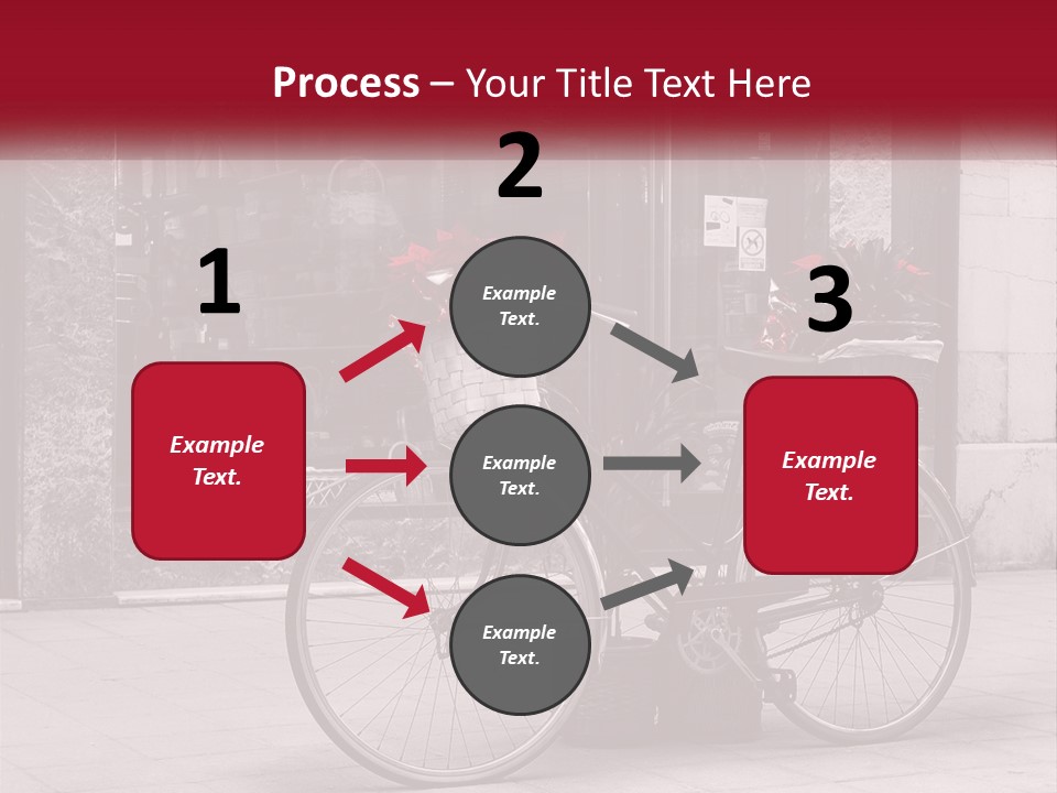A Black And White Photo Of A Bicycle With Baskets Of Flowers PowerPoint Template