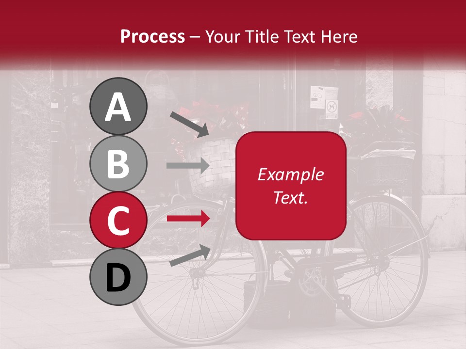 A Black And White Photo Of A Bicycle With Baskets Of Flowers PowerPoint Template