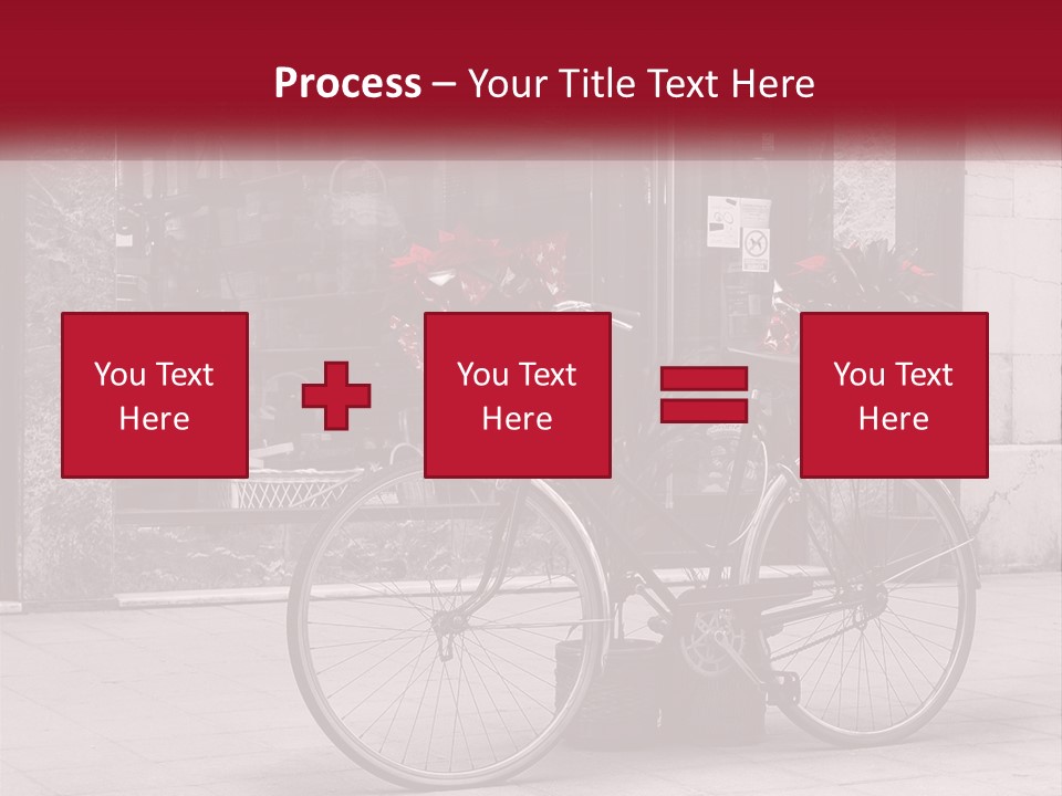 A Black And White Photo Of A Bicycle With Baskets Of Flowers PowerPoint Template