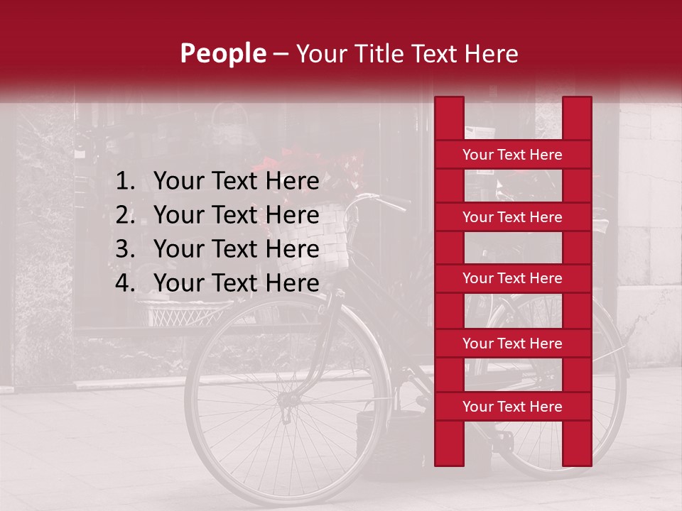 A Black And White Photo Of A Bicycle With Baskets Of Flowers PowerPoint Template