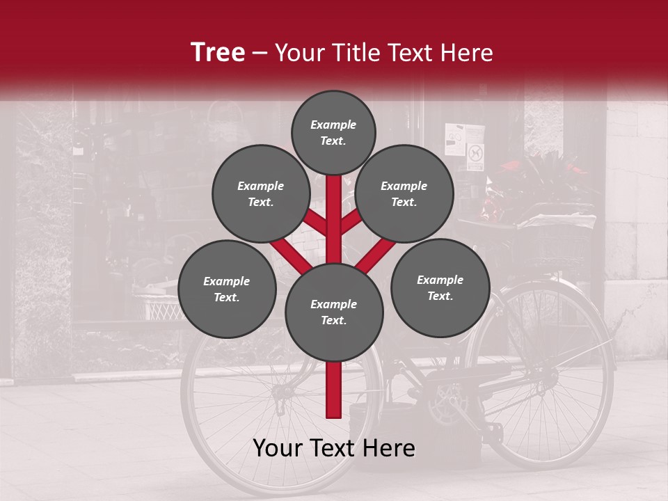 A Black And White Photo Of A Bicycle With Baskets Of Flowers PowerPoint Template