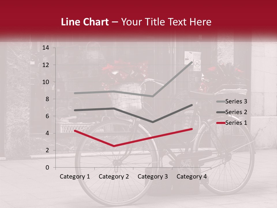 A Black And White Photo Of A Bicycle With Baskets Of Flowers PowerPoint Template