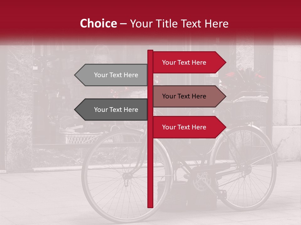 A Black And White Photo Of A Bicycle With Baskets Of Flowers PowerPoint Template