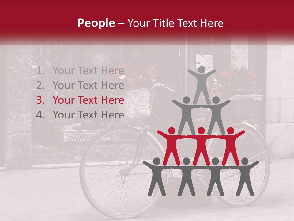 A Black And White Photo Of A Bicycle With Baskets Of Flowers PowerPoint Template