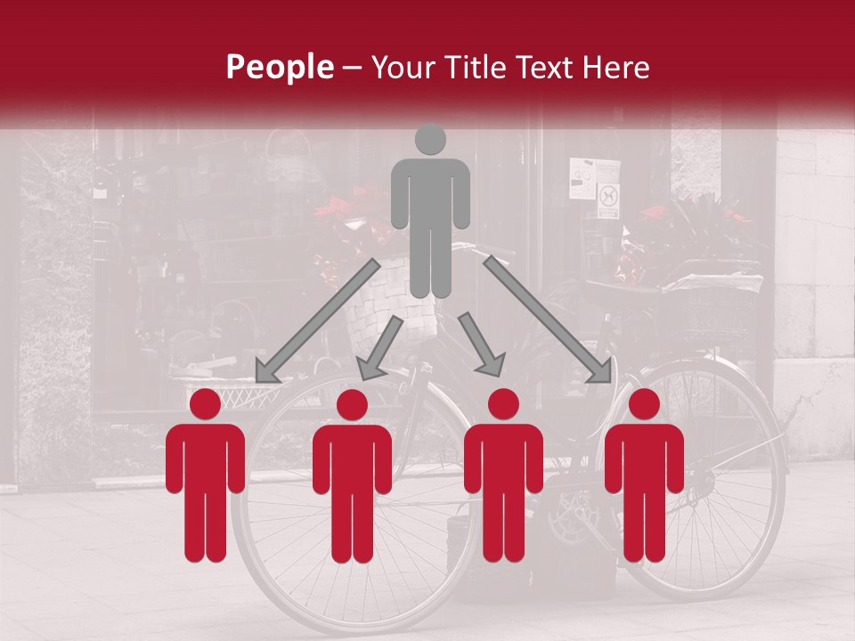 A Black And White Photo Of A Bicycle With Baskets Of Flowers PowerPoint Template