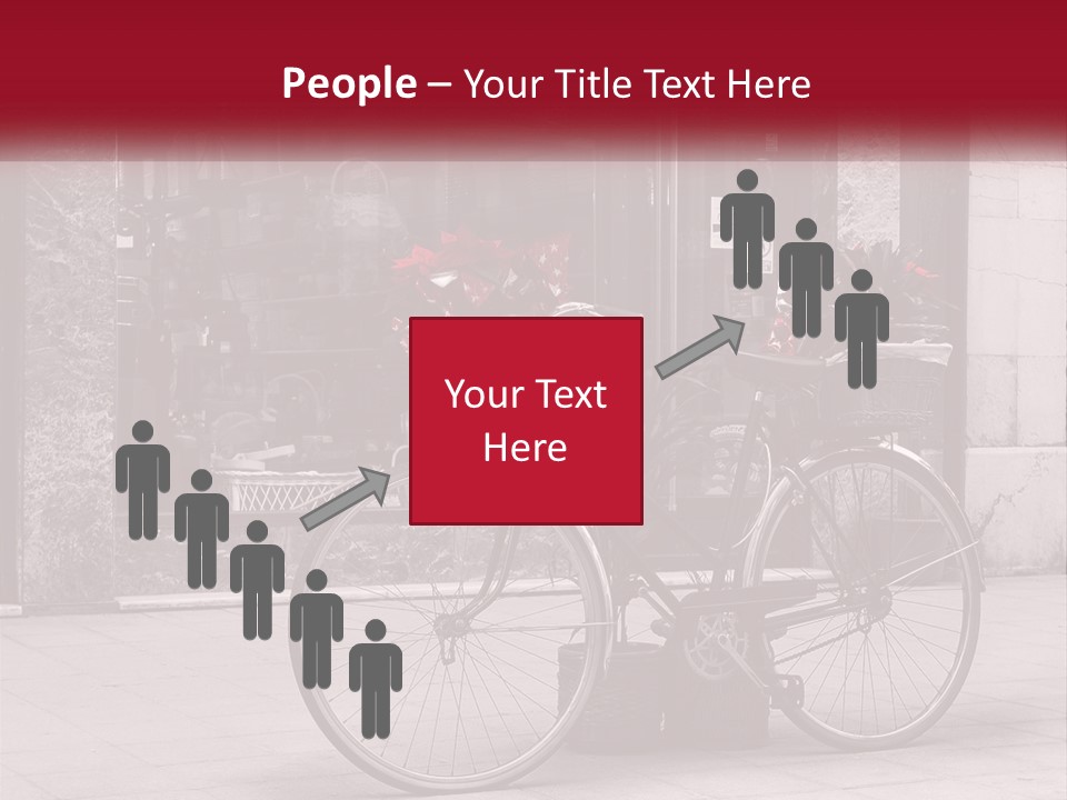 A Black And White Photo Of A Bicycle With Baskets Of Flowers PowerPoint Template