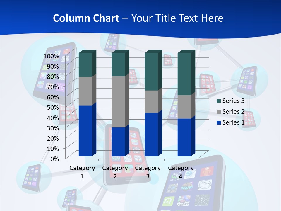 A Group Of Cell Phones Connected To Each Other PowerPoint Template
