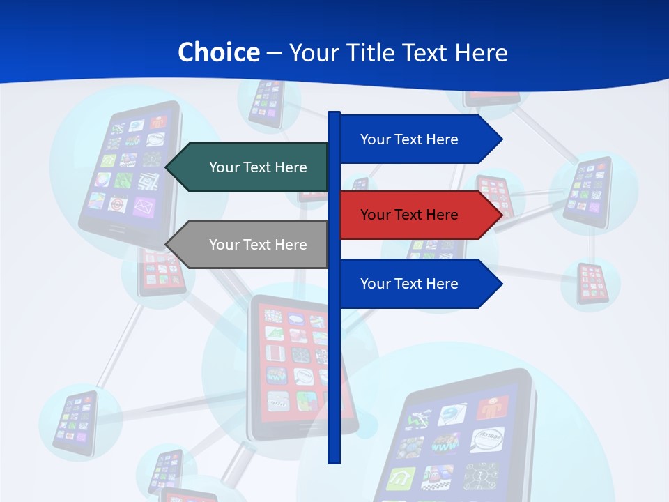 A Group Of Cell Phones Connected To Each Other PowerPoint Template
