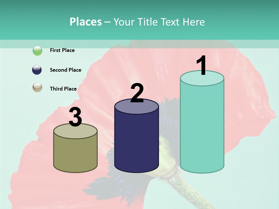 A Red Flower On A Blue Background With A Green Border PowerPoint Template