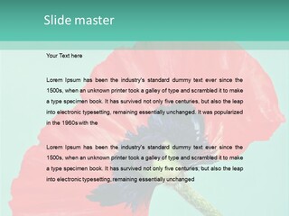 A Red Flower On A Blue Background With A Green Border PowerPoint Template