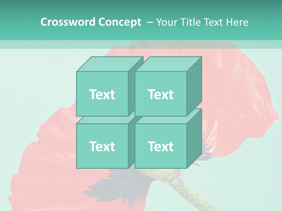 A Red Flower On A Blue Background With A Green Border PowerPoint Template