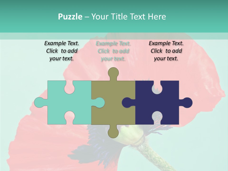 A Red Flower On A Blue Background With A Green Border PowerPoint Template