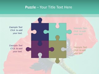 A Red Flower On A Blue Background With A Green Border PowerPoint Template