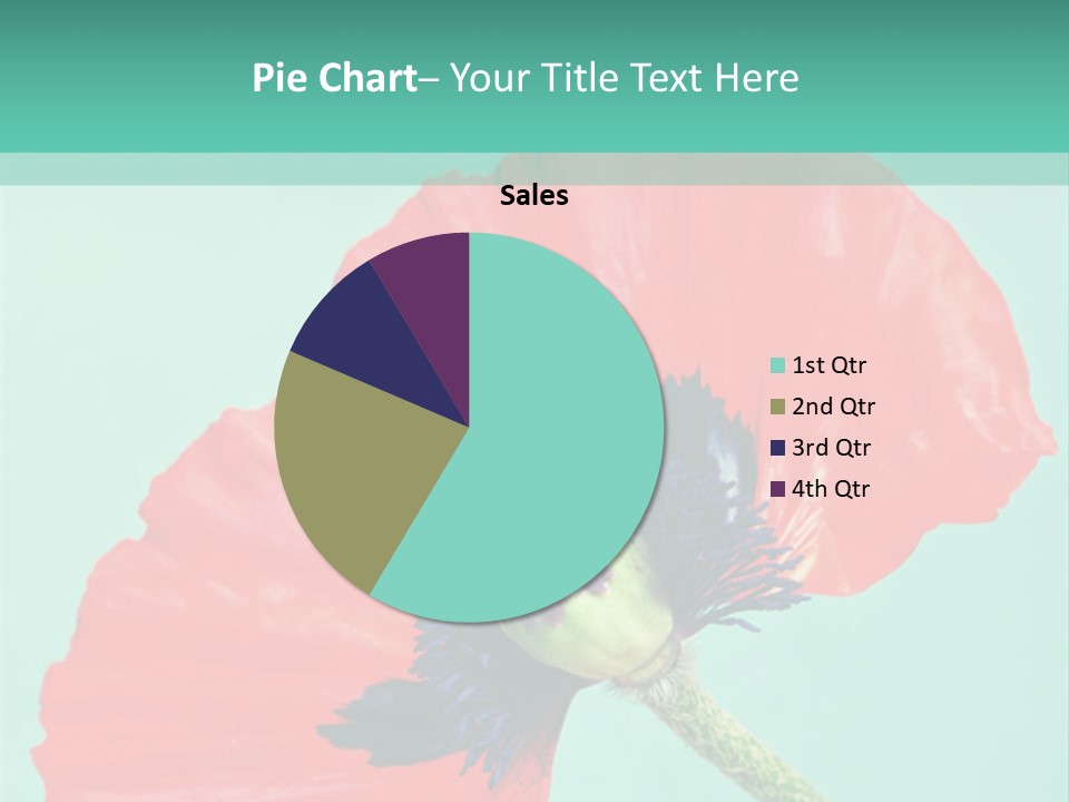 A Red Flower On A Blue Background With A Green Border PowerPoint Template