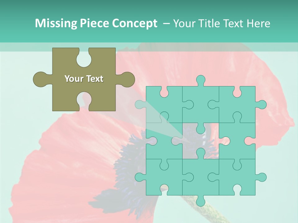 A Red Flower On A Blue Background With A Green Border PowerPoint Template