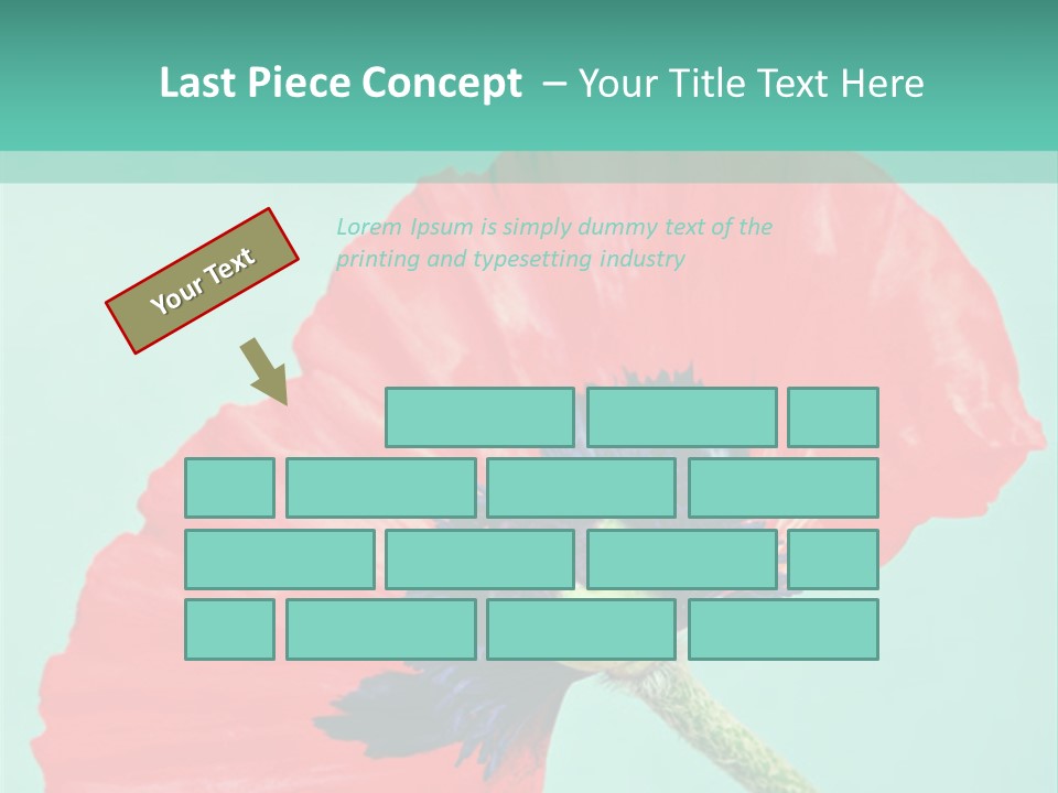 A Red Flower On A Blue Background With A Green Border PowerPoint Template