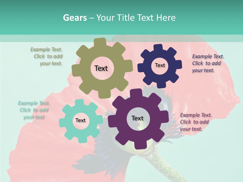 A Red Flower On A Blue Background With A Green Border PowerPoint Template