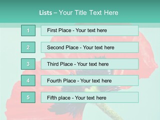 A Red Flower On A Blue Background With A Green Border PowerPoint Template