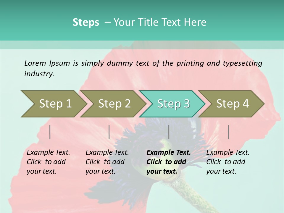 A Red Flower On A Blue Background With A Green Border PowerPoint Template