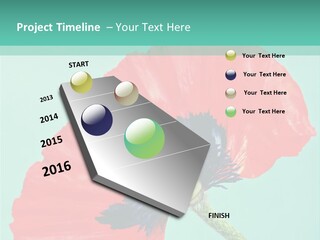 A Red Flower On A Blue Background With A Green Border PowerPoint Template