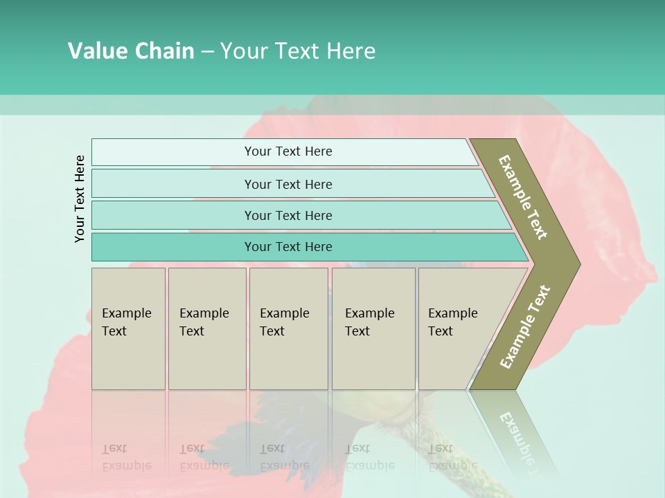A Red Flower On A Blue Background With A Green Border PowerPoint Template