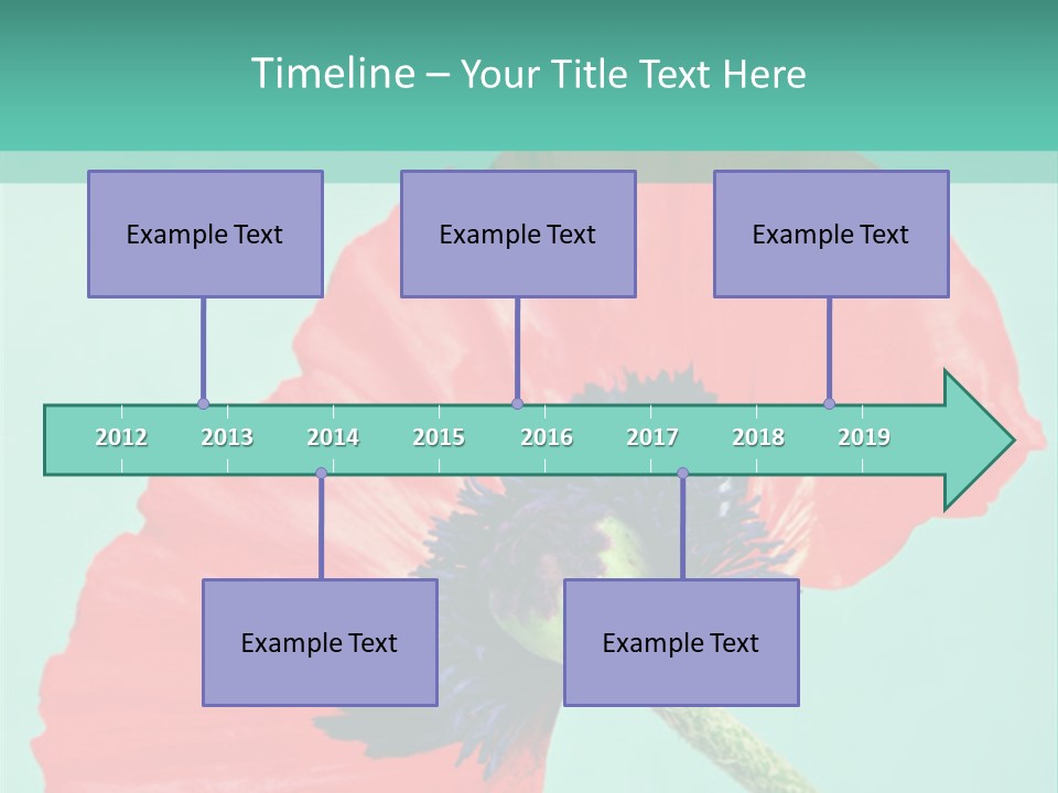 A Red Flower On A Blue Background With A Green Border PowerPoint Template