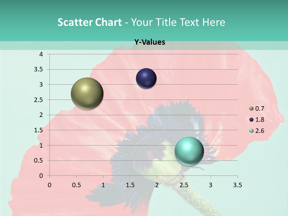 A Red Flower On A Blue Background With A Green Border PowerPoint Template