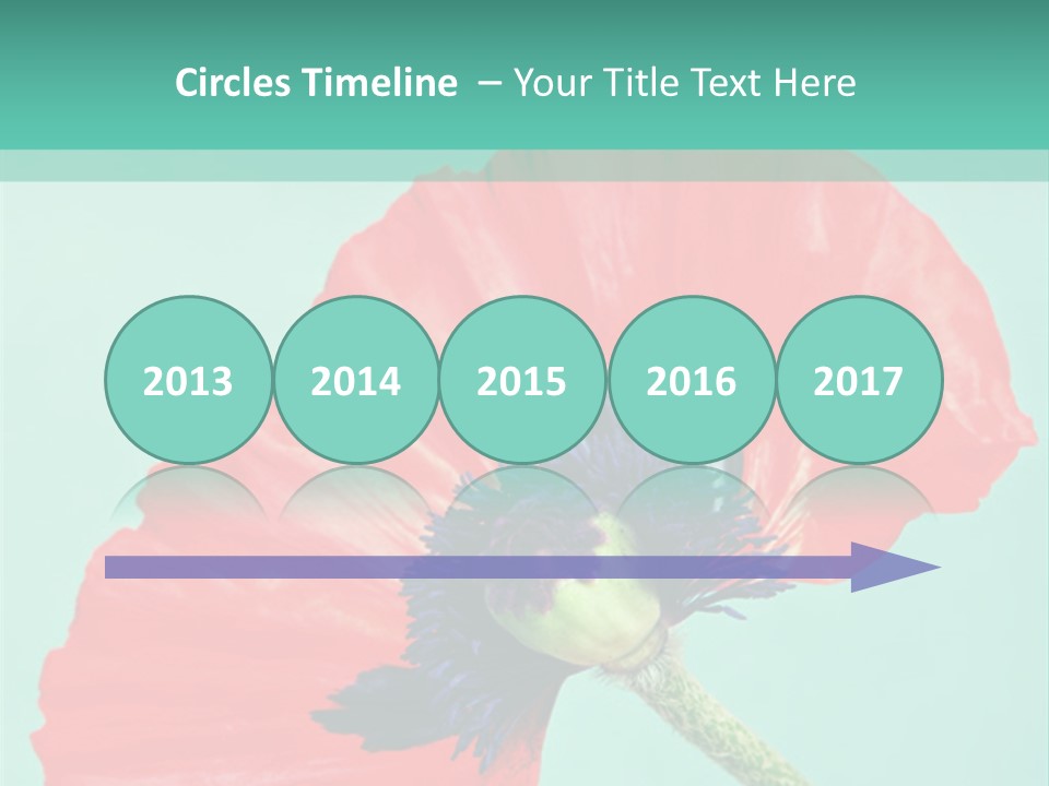 A Red Flower On A Blue Background With A Green Border PowerPoint Template