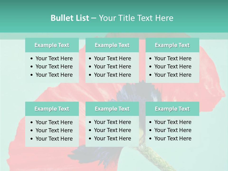 A Red Flower On A Blue Background With A Green Border PowerPoint Template