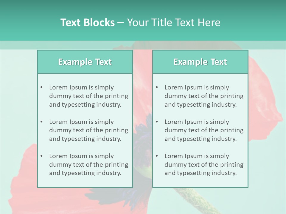A Red Flower On A Blue Background With A Green Border PowerPoint Template