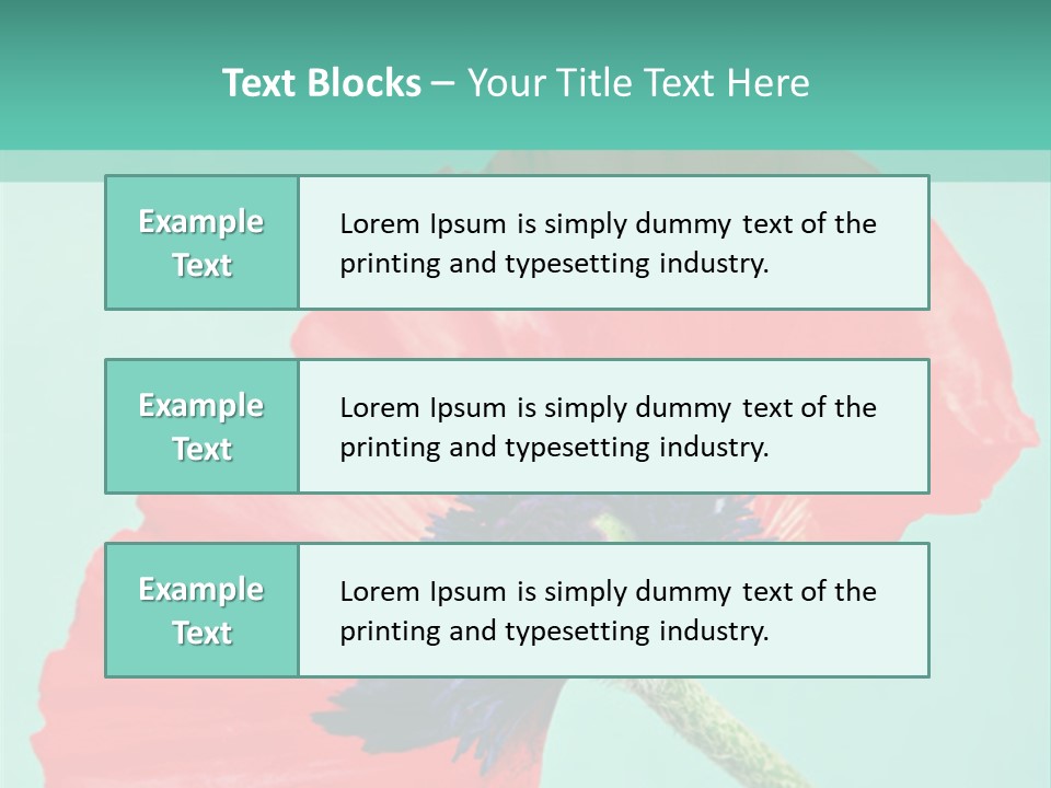 A Red Flower On A Blue Background With A Green Border PowerPoint Template