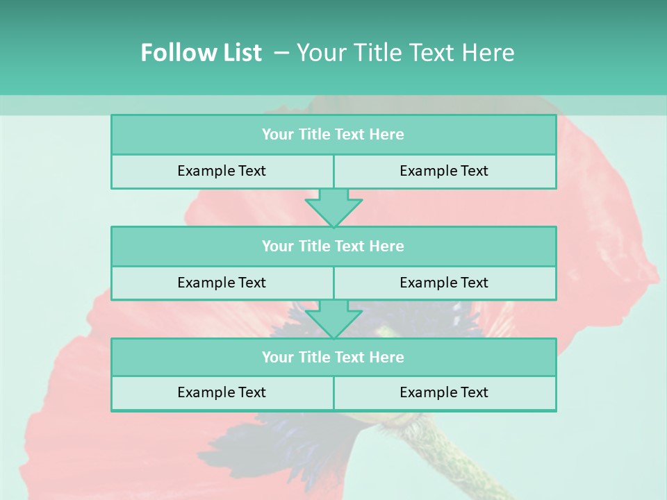 A Red Flower On A Blue Background With A Green Border PowerPoint Template