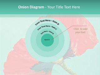 A Red Flower On A Blue Background With A Green Border PowerPoint Template