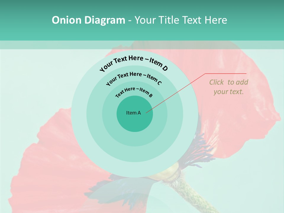 A Red Flower On A Blue Background With A Green Border PowerPoint Template