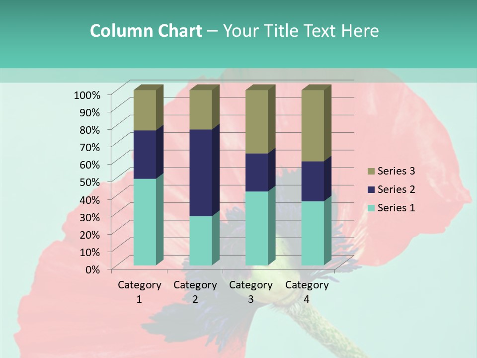 A Red Flower On A Blue Background With A Green Border PowerPoint Template
