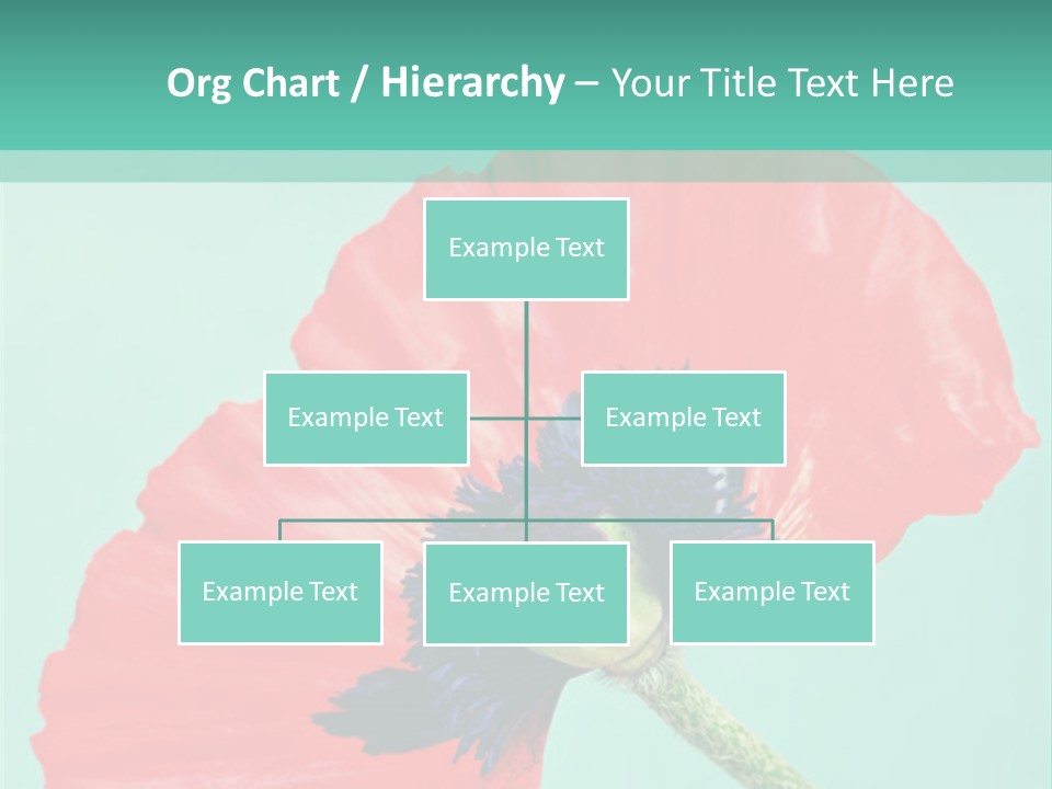 A Red Flower On A Blue Background With A Green Border PowerPoint Template