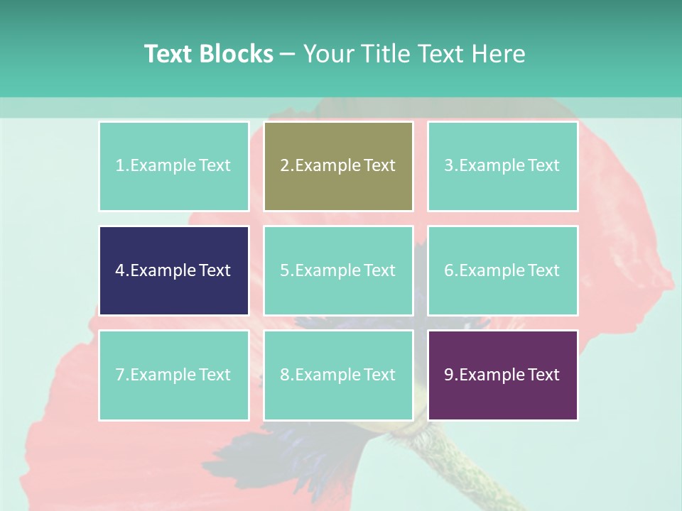 A Red Flower On A Blue Background With A Green Border PowerPoint Template