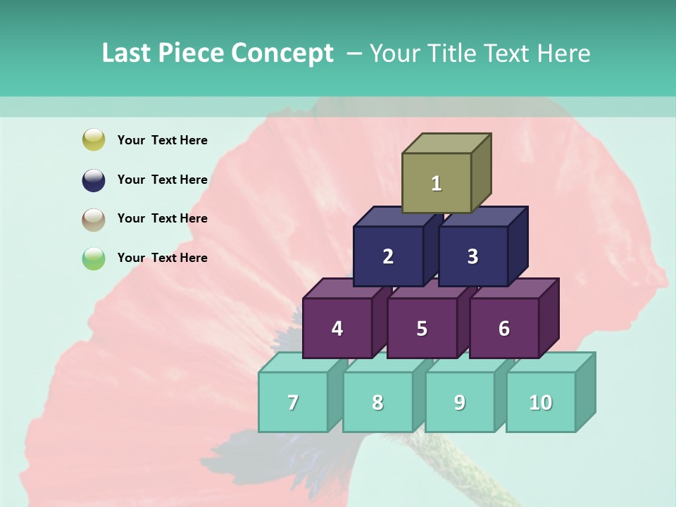 A Red Flower On A Blue Background With A Green Border PowerPoint Template