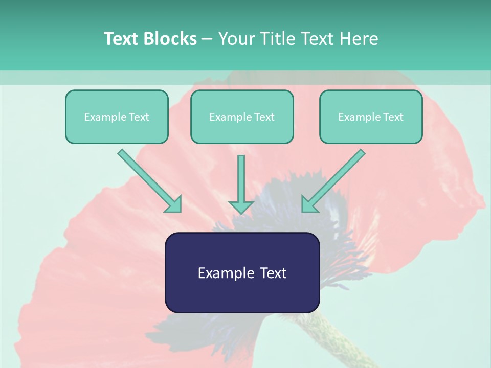 A Red Flower On A Blue Background With A Green Border PowerPoint Template